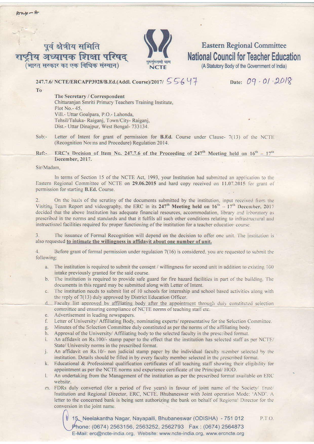 PERMISSION OF B.ED. REGULATION 2014 – Chittaranjan Smriti Primary ...